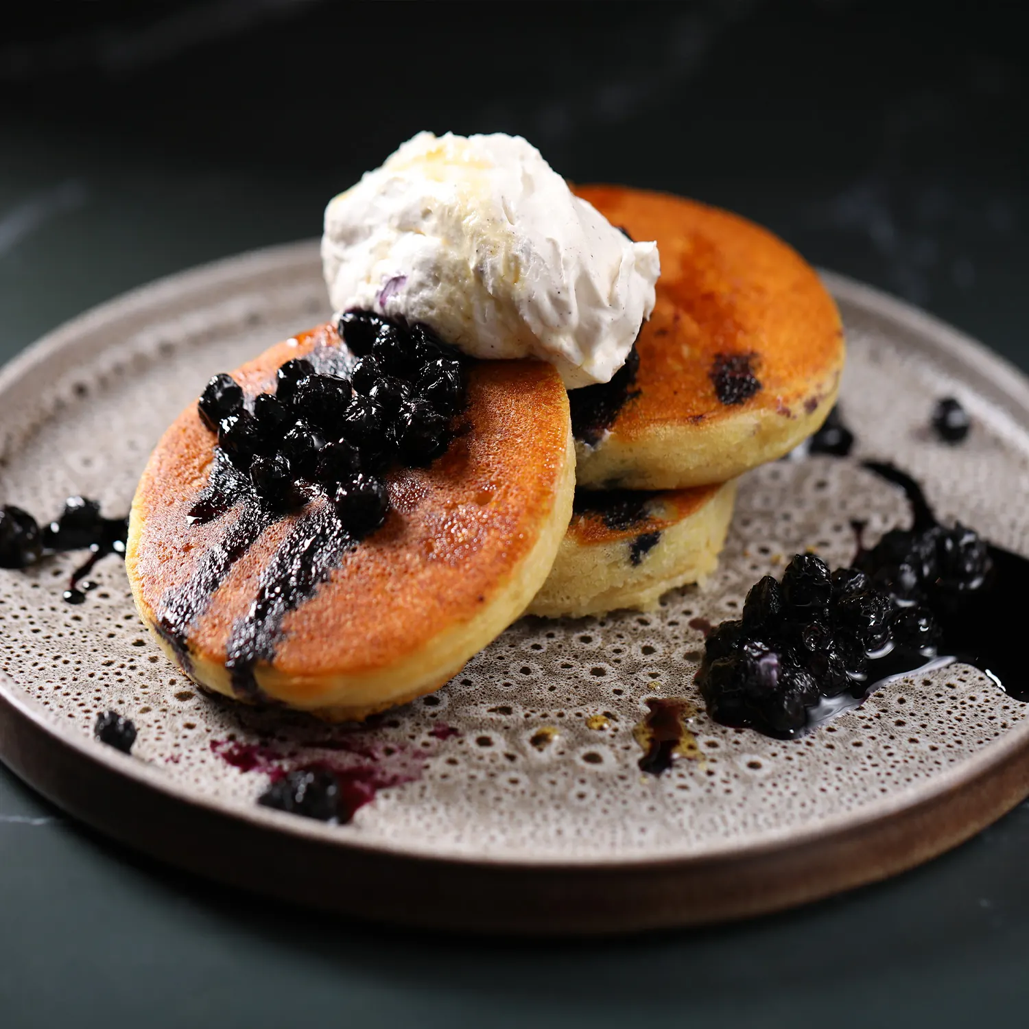Sweet Inc. blueberry pancakes with whipped cream